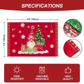Ohok Christmas Place Mats Washable Set of 6 Polyester Linen Place Mats 30 x 45 cm, Christmas Table Coasters Place Mats for Kitchen Dining Table Hotel Christmas Table Decoration (Santa Deer)