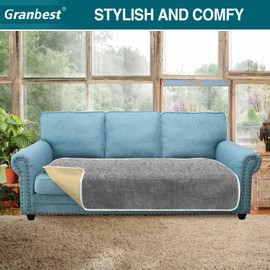 Granbest 2024 Non-Slip Sofa Cover 3-Seater Thick Couple Cover Sofa Protection for Pets Universal for All Seasons (3-Seater, Grey)