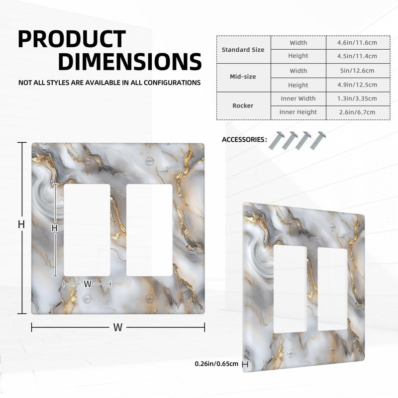Lolreai Outlet Covers Gray Golden Abstract Marble Luxury 2 Gang