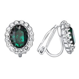 Vogem Women's Clip-On Earrings Without Pierced Ears Cubic Zirconia Large Crystal Earrings Clips Nickel Free Wedding Fashion Jewellery, Cubic Zirconia, Zircon