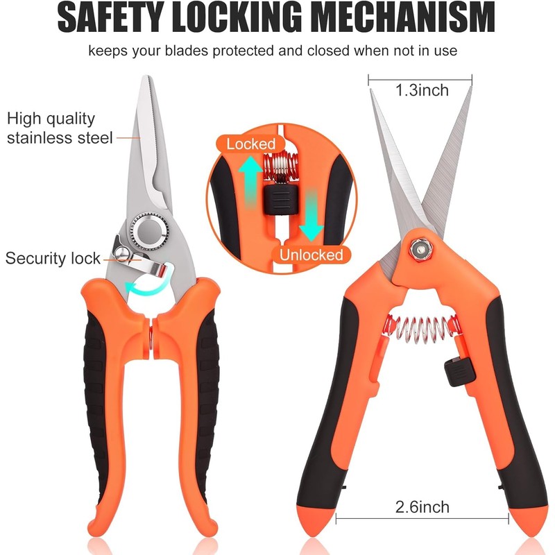4 Pack Garden Pruning Shears Set,Heavy Duty Garden Bypass Pruning