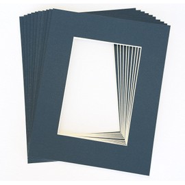 topseller100, Pack of 10 NAVY BLUE 8x10 Picture Mats Matting with White Core Bevel Cut for 5x7 Pictures