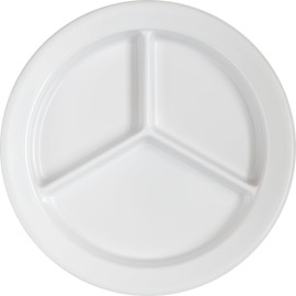 Carlisle FoodService Products Dallas Ware Plastic Dinner Plate, Melamine Plate with Three Compartments for Catering, Restaurants, 9 Inches, White