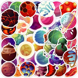 Planet Stickers 50Pcs Vinyl Waterproof Colorful Sticker for Laptop Luggage Water Bottle Skateboard Scrapbook Suitcase Phone Car Bike Computer Bumper,Cute Space Planet Stickers for Teen Kids
