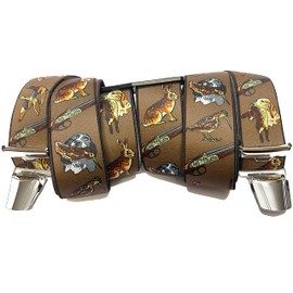 EDERER Jäger Austria-Vienna Braces 35 mm Wide Braces with 4 Clips in H-Shape Adjustable Elastic Braces with Strong Metal Clip / Hunting Dog Brown ST-009, turquoise-blue