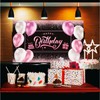 Happy Birthday Backdrop Banner Decorations - Pink Birthday Background Photography