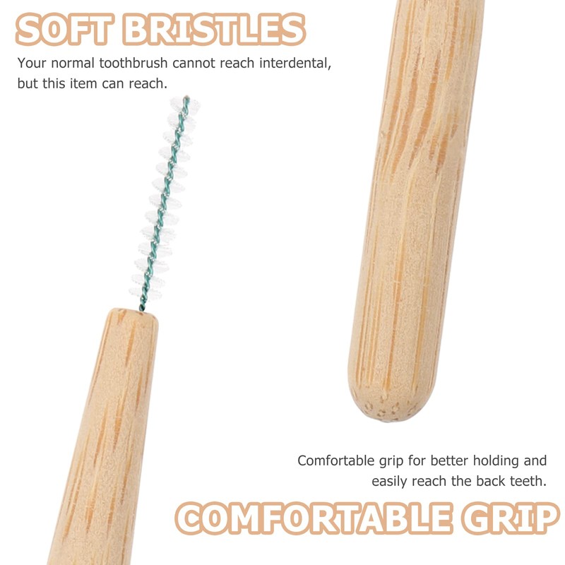 Healifty 30pcs Biodegradable Bamboo Handle Interdental Brushes Between Teeth Cleaner