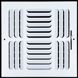 Handua 10"W x 10"H [Duct Opening Size] 3 Way Fixed Curved Blade Air Supply Diffuser | Register Vent Cover Grill for Sidewall and Ceiling | White | Outer Dimensions: 11.75"W X 11.75"H