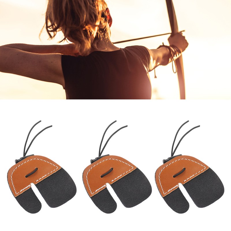 3pcs Archery Finger Tabs Thickened Double Layer PU Leather Archery