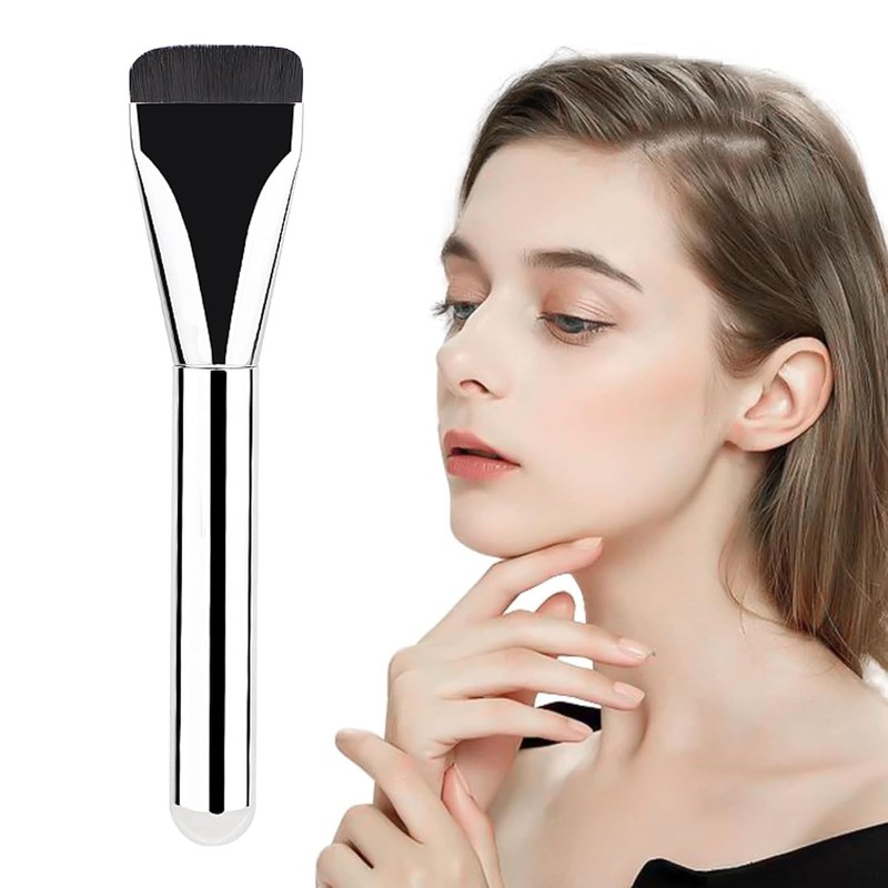 2pcs Flat Foundation Brush for Liquid Makeup, Ultra Thin Flat