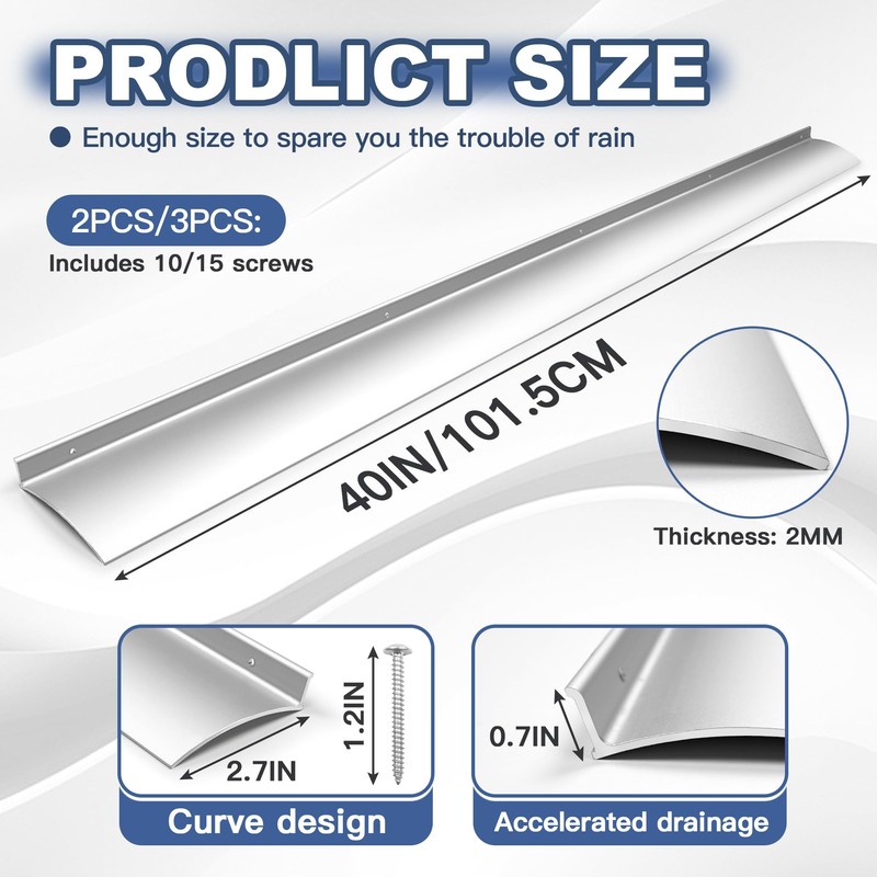 3PCS 40inch Door Rain Drip Guard for Windows Drip Cap