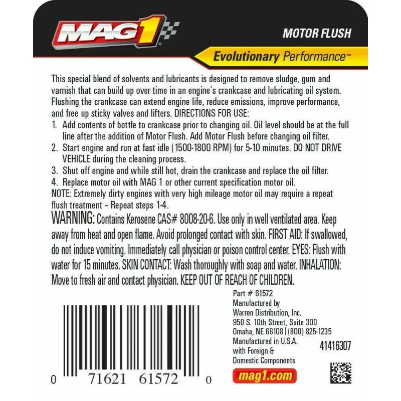 MAG 1 MOTOR FLUSH 1 U.S. Quart (946ML) PART NUMBER