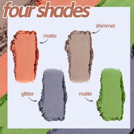 GEUUFEA 4 Colors Eyeshadow Palette, Blendable Matte and Shimmer Eye Shadow Powder, Highly Pigmented Eyeshadow for Brightening the Eyes and Creating a Bold Smoky Look