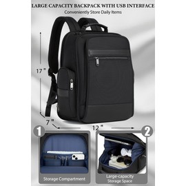 Poneha Business laptop backpack for men with USB charging port,TSA-Friendly Anti-Theft Laptop Bag (Fits 14” Laptop)