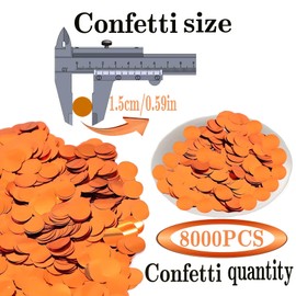 BRZIKWT Orange Round Foil Confetti Beautiful Blue Metallic Table Confetti Glitter balloons Confetti Paillettes for Fill balloons, Wedding,Birthday,Party,Festival Decoration(8000PCS)