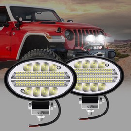 YnGia Oval LED Work Light, 2PCS Waterproof Offroad Driving Work Light Bar Car Fog Lamp White 12V 24V for Truck 4x4 Car Tractor Boat