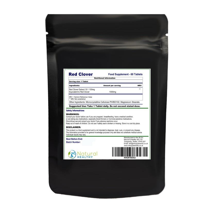 Red Clover Extract Tablets 1000mg (60 Tablets) Natural Supplement -
