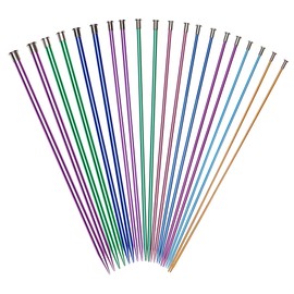 Coopay Knitting Needles Set 35cm Long, Lightweight Knitting Needles for Arthritis Hands, Funky Coloured Metal Knitting Needle Sets,10 Pairs of Aluminium Knitting Needles Complete Set