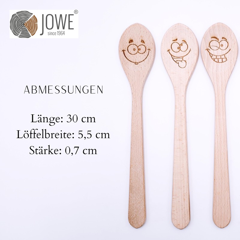 JOWE Wooden Cooking Spoons Set of 6 Beech Kitchen Utensils