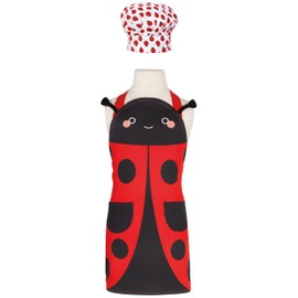 Jubilee Danica Kids Apron - Ladybug, One Size Fits All, Red, Cotton, Set of 2