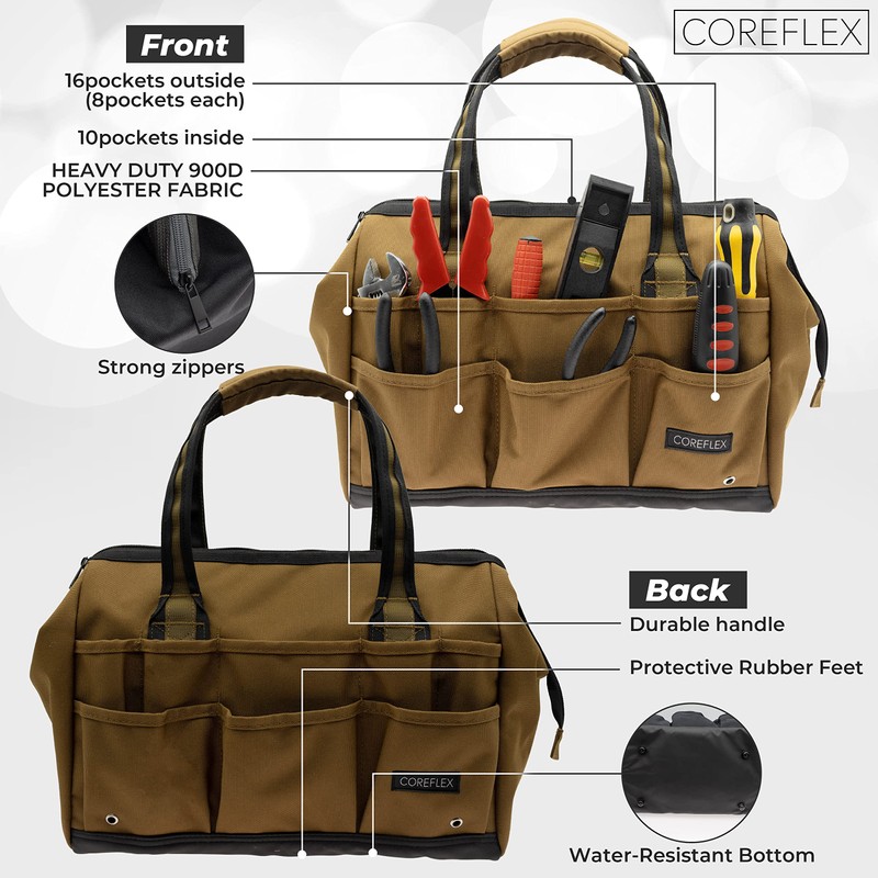 Coreflex 14inch Wide-Mouth Tool Bag, Multiple Purpose - for Plumbers,