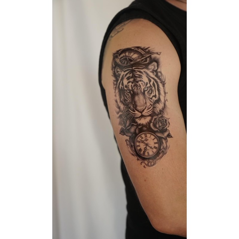 2 Sheets Temporary Tiger with Blue Eyes Tattoo Tiger Tattoo