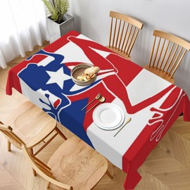 LTtie Puerto Rican Frog Flag Tablecloth for Rectangle Tables 60 x 90 | Waterproof Table Cover for Dining Room Living Room Wedding Party Picnic Banquet Decoration, White, 60 inchesx90 inches