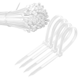 Qrity 200 Pieces Cable Ties, 3.6mm x 250mm Long Zip Tie Wraps, Nylon Zip Ties, Self-Locking, Bundle, White Cable Ties for Indoor and Outdoor