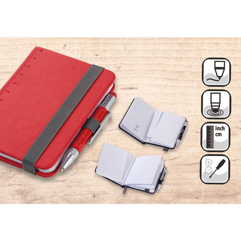 TROIKA Notepad DIN A7 including ballpoint pen, elastic band closure,