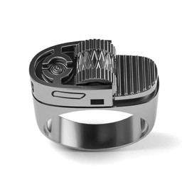 SUKKCCNO Vintage 14k Gold Plate Lighter Ring 925 Sterling Silver Unique Design Mechanical Gear Finger Ring Punk Retro Unique Cool Men Women Dad Mom Jewelry (Silver-9)