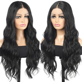 Rallarkrysset Lace Front Wig Pre Plucked Black 13x4x1 Wigs for Women Ready to Wear HD Glueless Natural Wavy for Women Middle Part