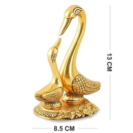 HOME GENIE "Golden Swan Pair Showpiece | Handcrafted Symbol of Love & Harmony | Elegant Home & Office Decor