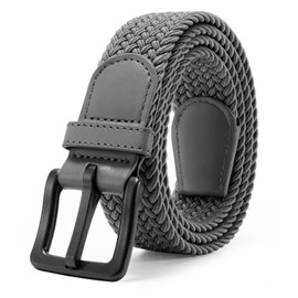 JASGOOD Men Metal Free Belt Elastic Stretch Braided Golf Belt Tsa Approved Hypoallergenic Nickel Free Belts