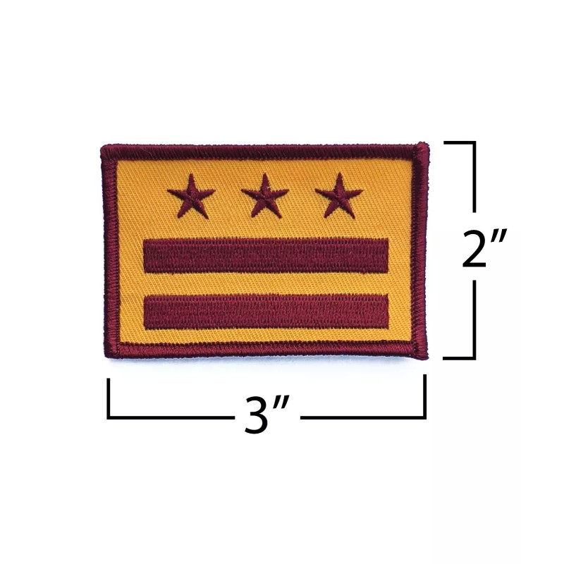 Sneekis WASHINGTON DC FLAG PATCH embroidered iron-on Burgundy And Gold