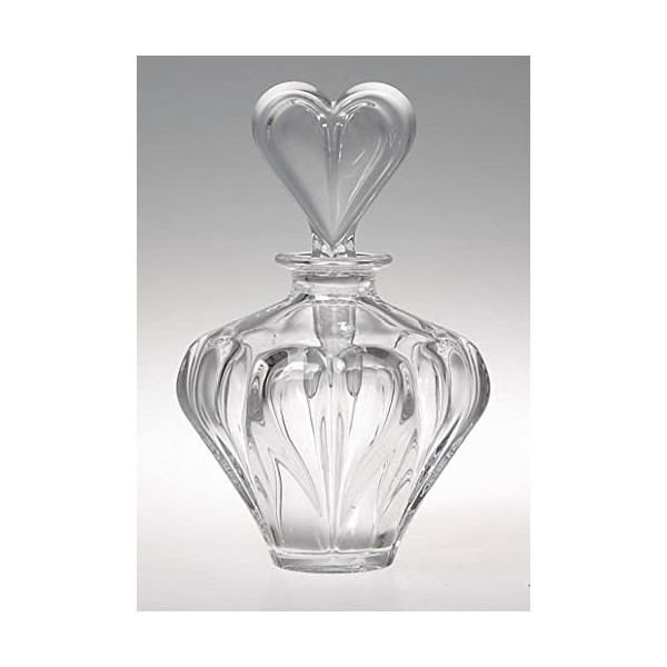 Crystal - Glass - Perfume Bottle -For Perfume - Esssential oil- Cosmetic - Empty Refillable Bottle - with Heart Shaped Stopper - 4.5" H - Made in Europe - by Barski