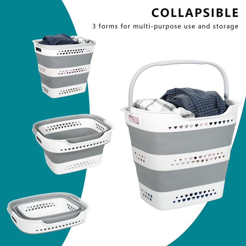 KBBYT Large Collapsible Laundry Baskets for Dirty Clothes, Plastic Laundry