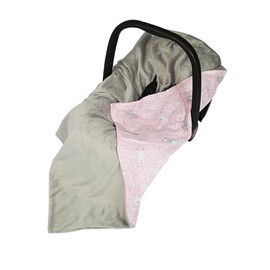 Viculii Double Sided Baby Wrap for car seat | pink and grey bunnies baby wrap swaddle cover cosytoes blanket for car seat 100x100cm