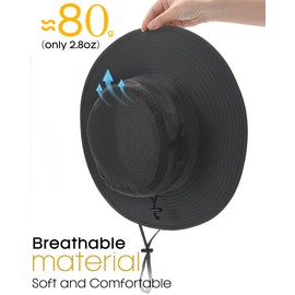 FURTALK Sun Hat for Men Women Packable Wide Brim Summer UV Protection Fishing Hat UPF 50+ Adjustable Chin Strap Bucket Hat Outdoor, gray, Unit size