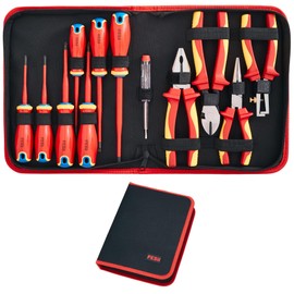 FESA 12-Piece Insulated Electrician Tool Set - 1000V Screwdriver & Pliers Kit with Voltage Tester & Storage Case