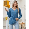 Zeagoo Womens Tops Casual Oversized Tshirts Pleated Henley V-Neck Shirts