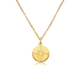 Gold Dainty Compass Necklace, Adjustable Chain, Graduation Gift and Meaningful Keepsake - Inspirational Graduation