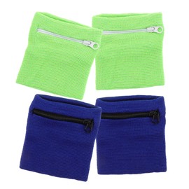 Kisangel Wristband Arm Cover Zipper Pocket 4pcs Men Women Sports Wristbands for Absorbent Cotton