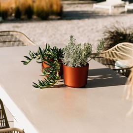 Tymar Flower Pot, Planter, Pack of 2, Plastic Flower Pot, Mat, Round Shape (Diameter 11 cm, (2 Pack), Concrete Anthracite)