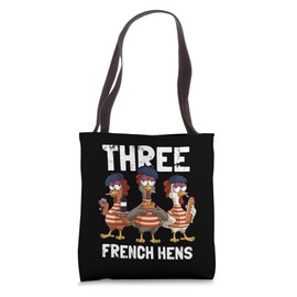 Three French Hens Funny Christmas Carol Partridge Pear Tree Tote Bag