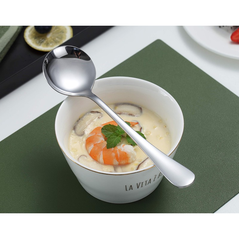 Soup Spoons, Kyraton 6 Pieces 19 cm Stainless Steel Round
