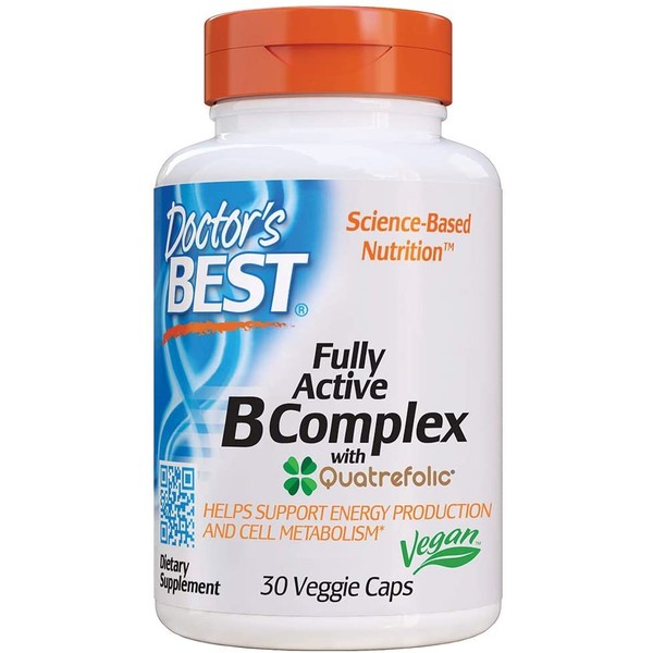 Doctor's Best Fully Active B Complex, Non-GMO, Gluten Free, Vegan, Soy Free, Supports Energy Production, 30 Veggie Caps