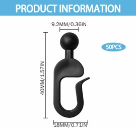 Yharnamite 50 Pcs Plastic Hooks for Gazebo Curtains, Invisible Curtain Track Hooks for Gazebo Curtains, Mosquito Netting, Canopy
