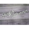 KE-Partyzubehör Schriftzug Herzlich Willkommen aus Holz in weiß