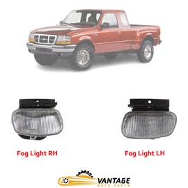 Vantage Auto Parts - Front Fog Lights Driver and Passenger Side Compatible with Ford Ranger 1998-2000 | DIRECT REPLACEMENT | Clear Lens | YL5Z15200AA YL5Z15200AB | FO2593198 FO2592198