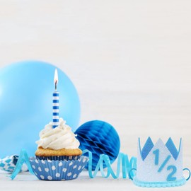 APAEAT Half Birthday Hat Blue Crown Hat Party Hat Crown Cap for Birthday Party Supplies Blue Themed Decoration
